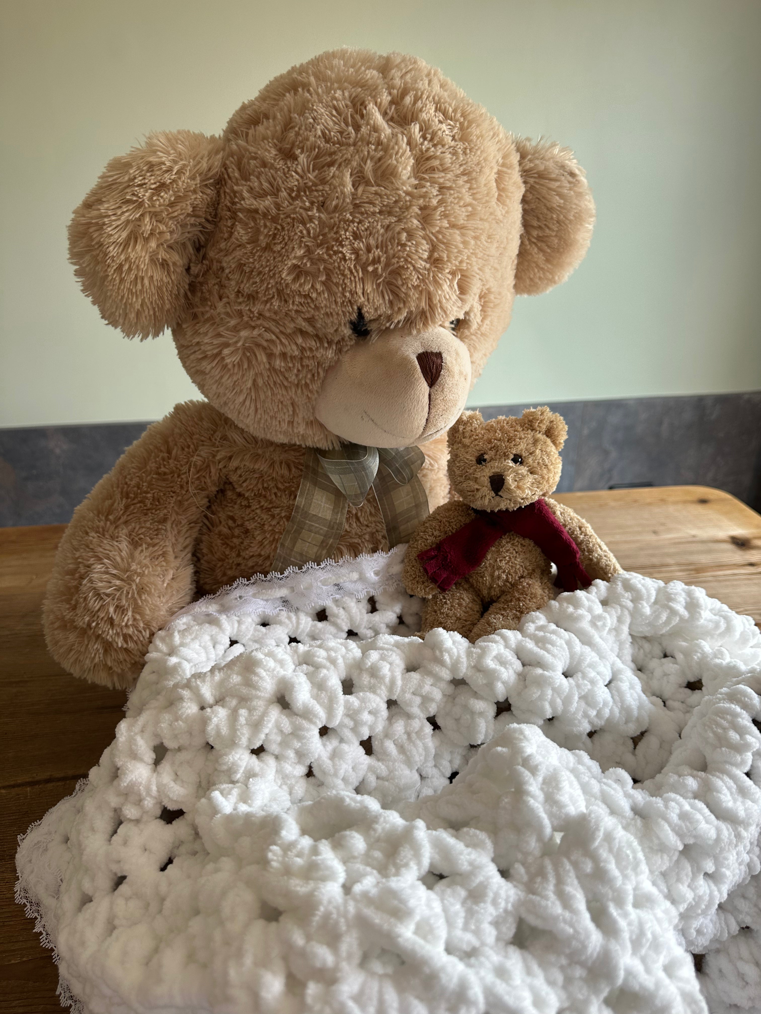 Hand Made White Crochet Baby Blanket