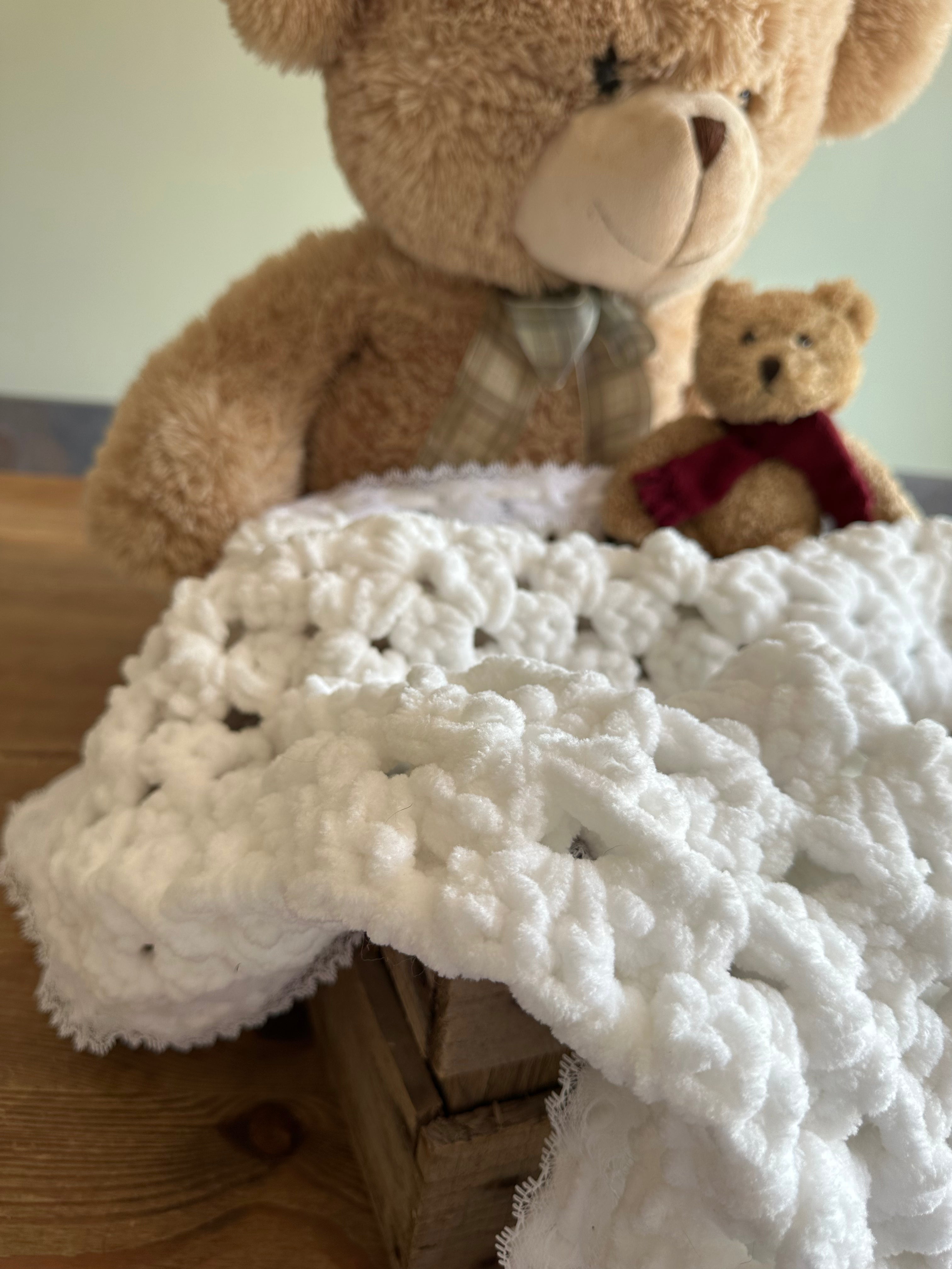 Hand Made White Crochet Baby Blanket