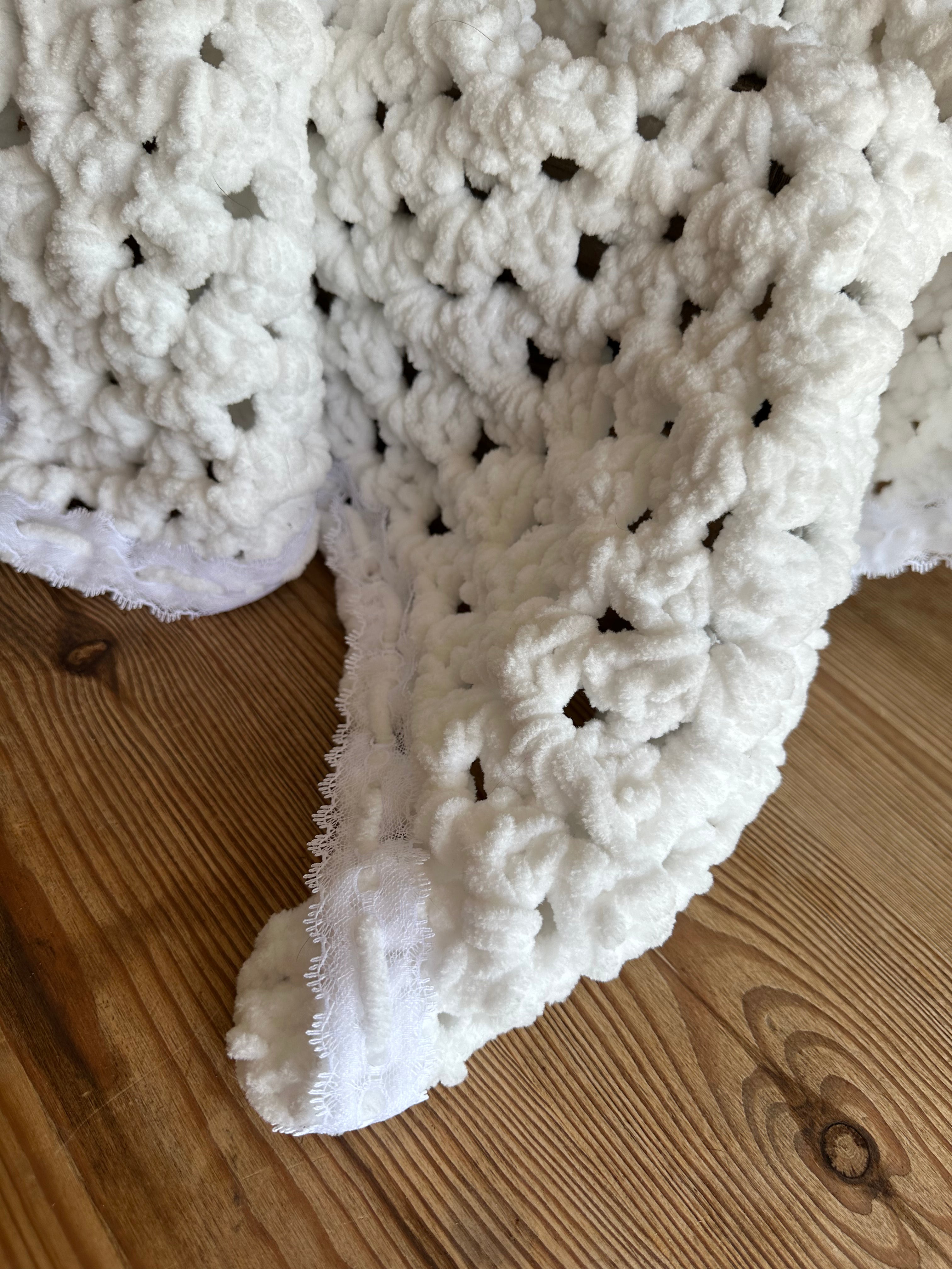 Hand Made White Crochet Baby Blanket