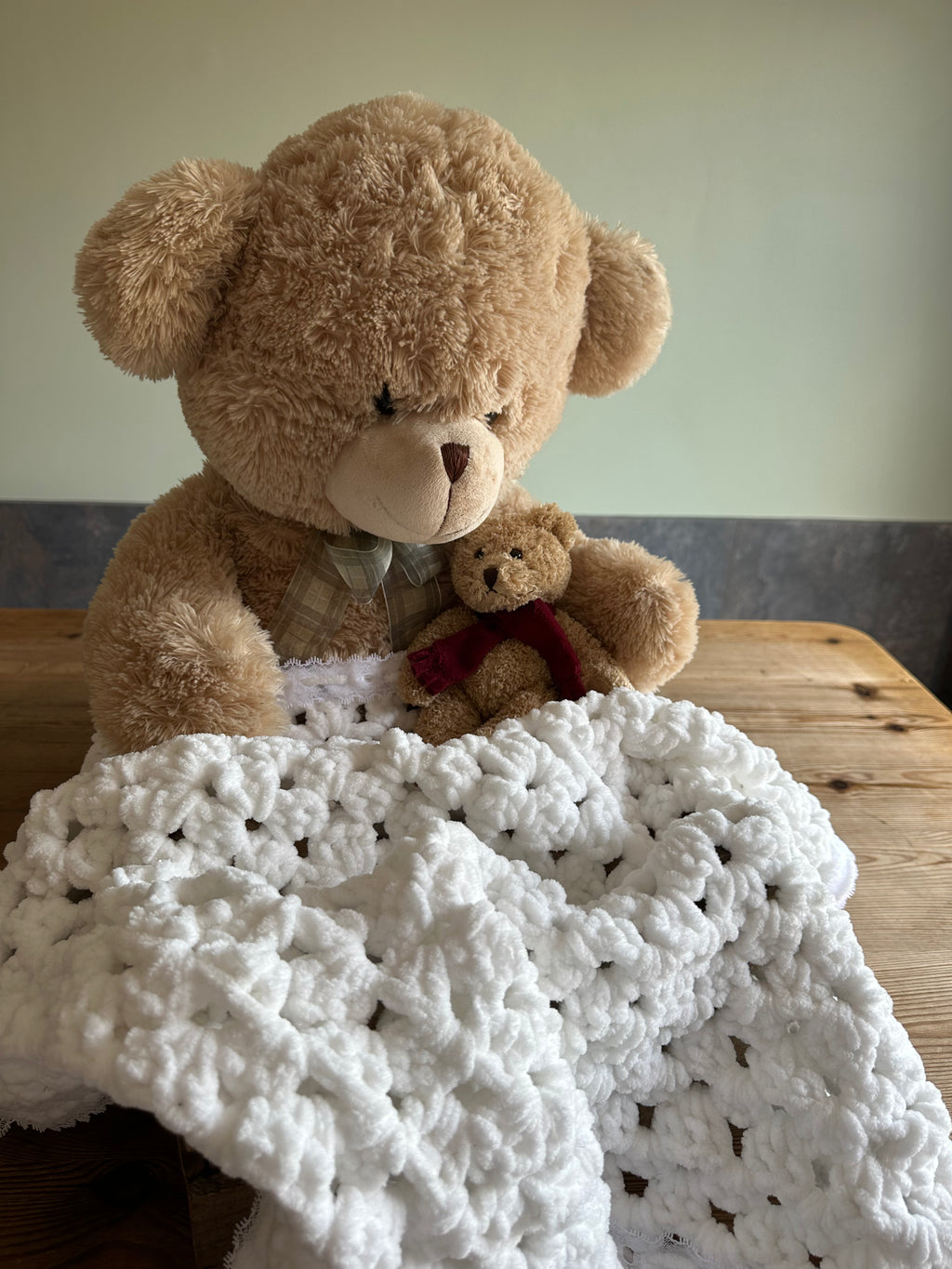 Hand Made White Crochet Baby Blanket