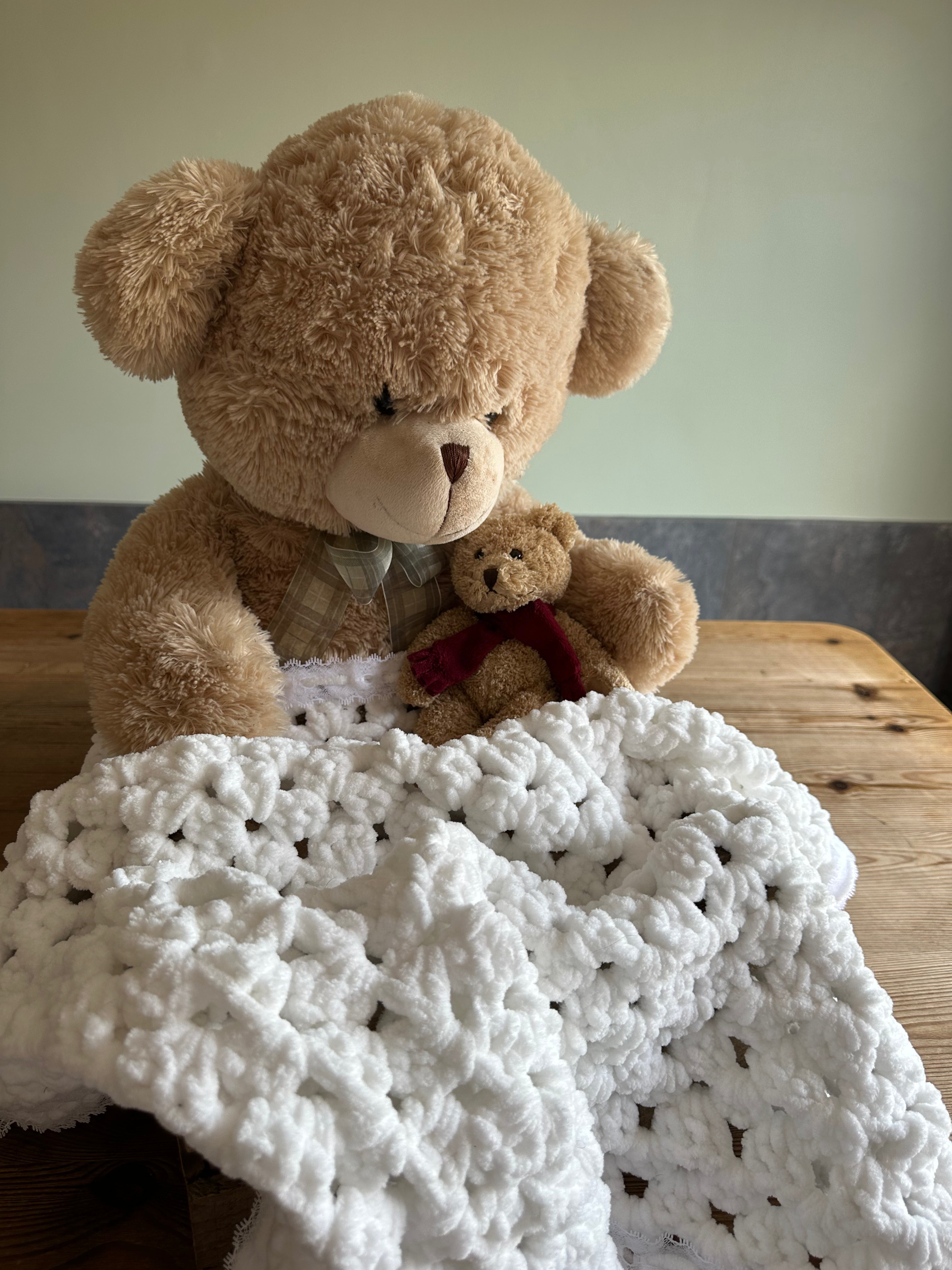Hand Made White Crochet Baby Blanket