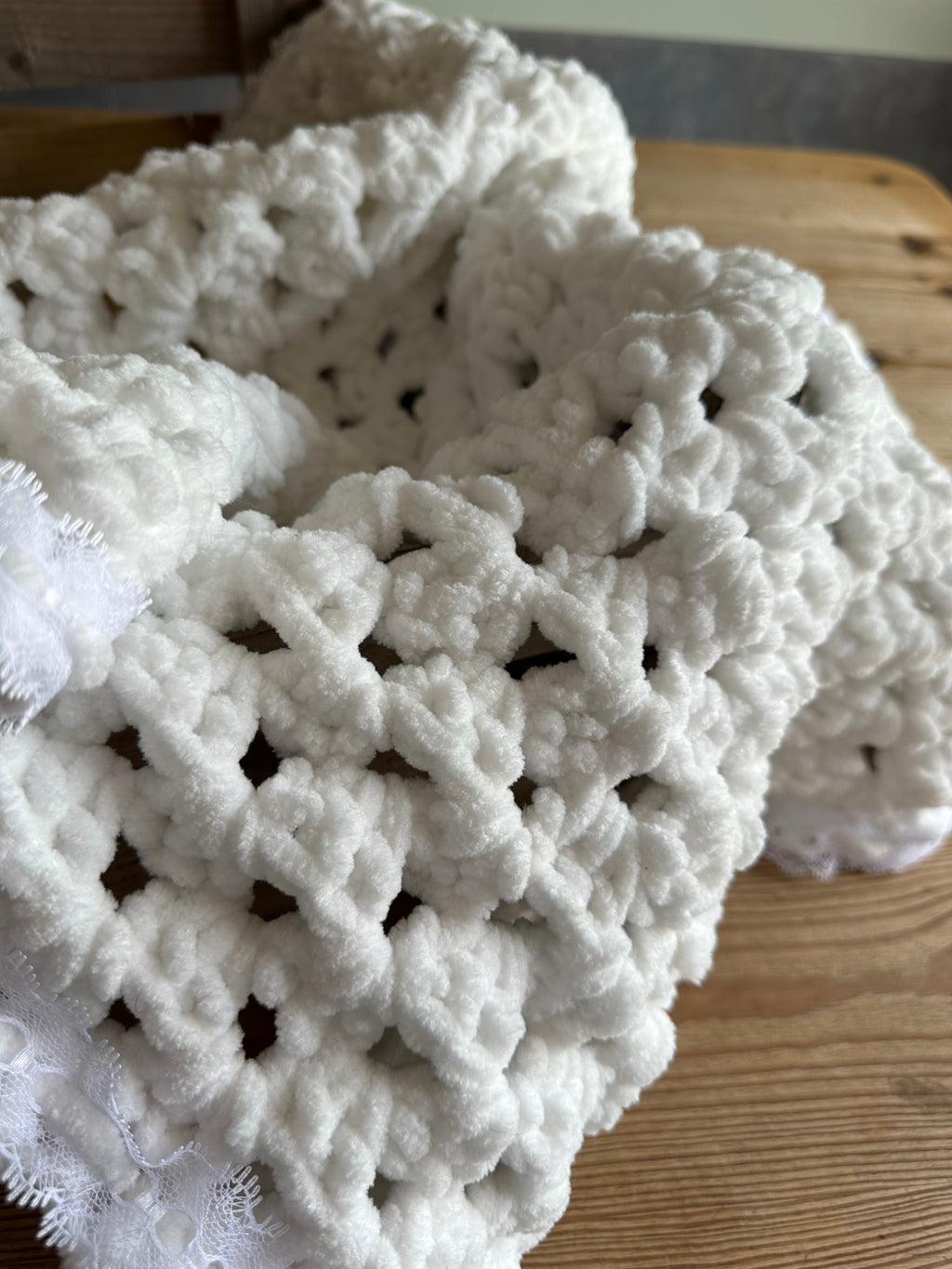 Hand Made White Crochet Baby Blanket