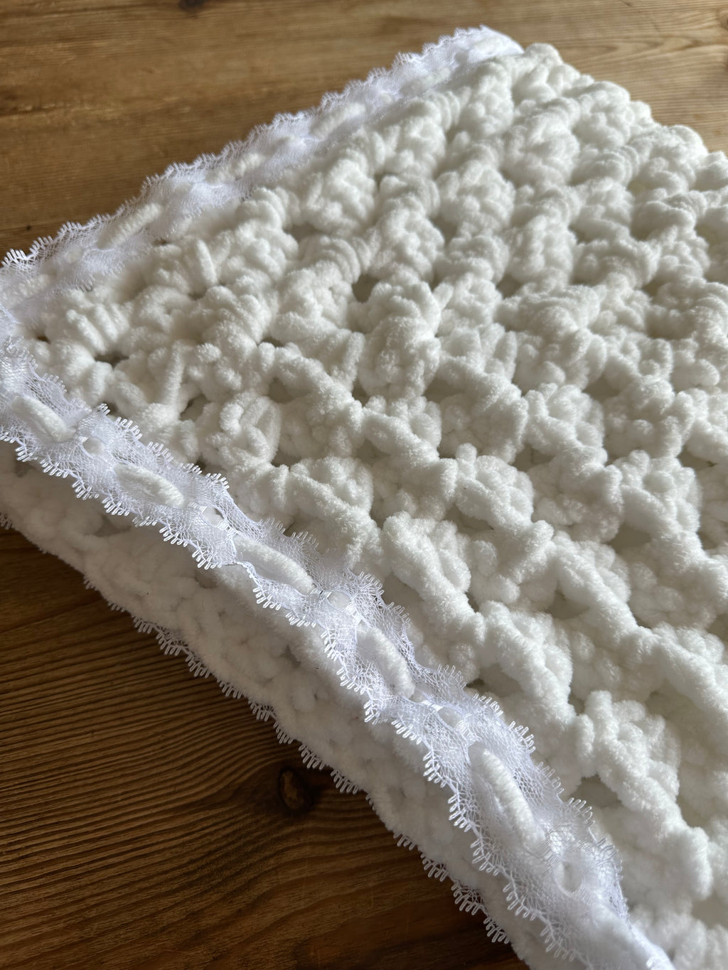 Hand Made White Crochet Baby Blanket