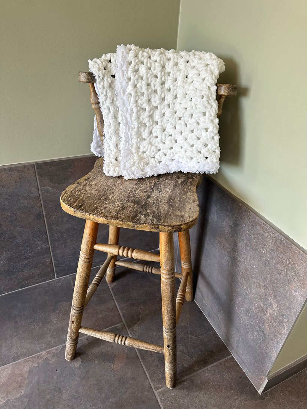 Hand Made White Crochet Baby Blanket