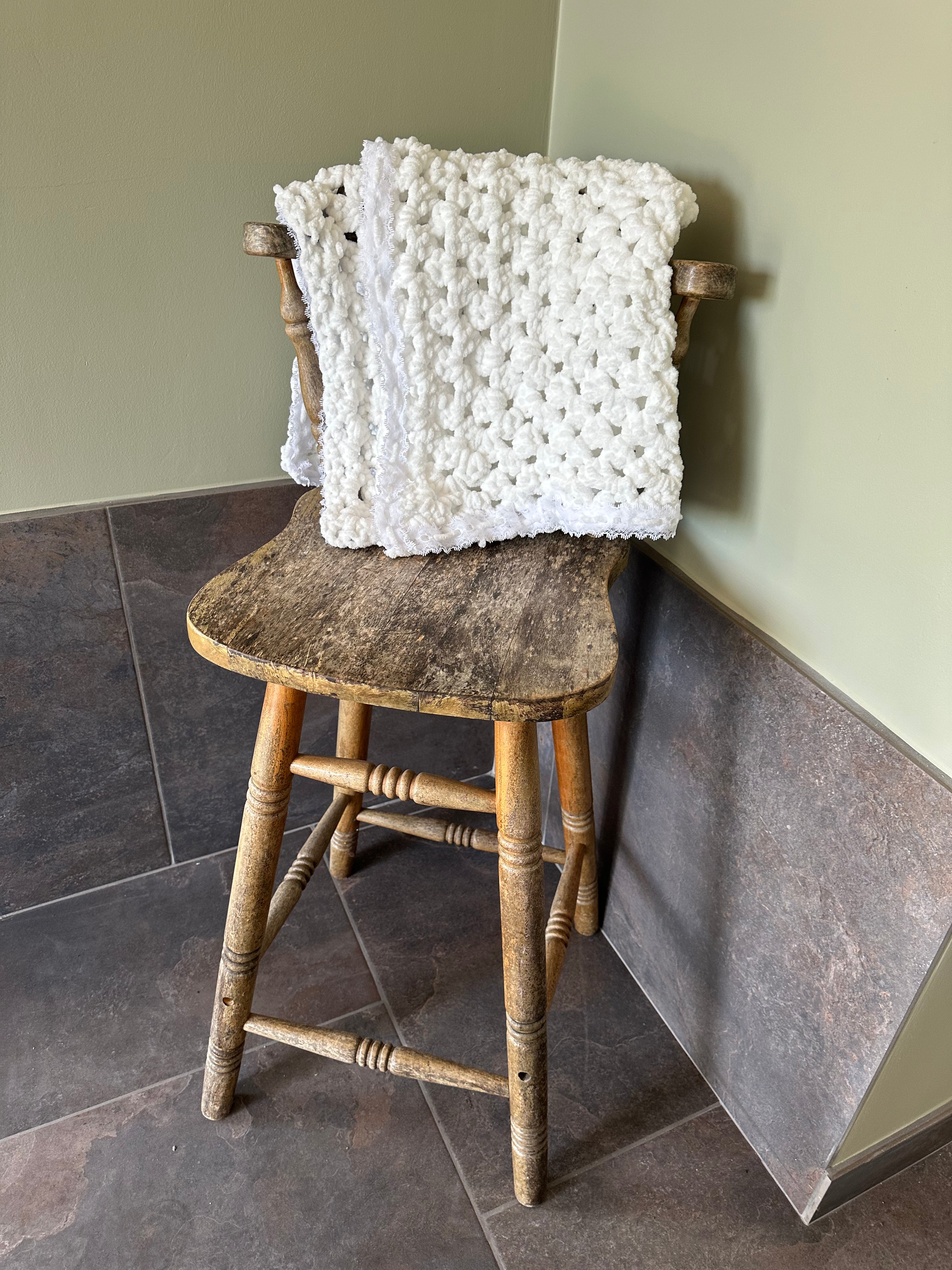 Hand Made White Crochet Baby Blanket