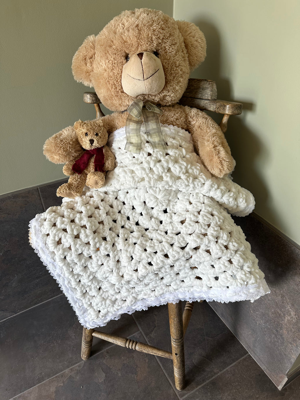 Hand Made White Crochet Baby Blanket
