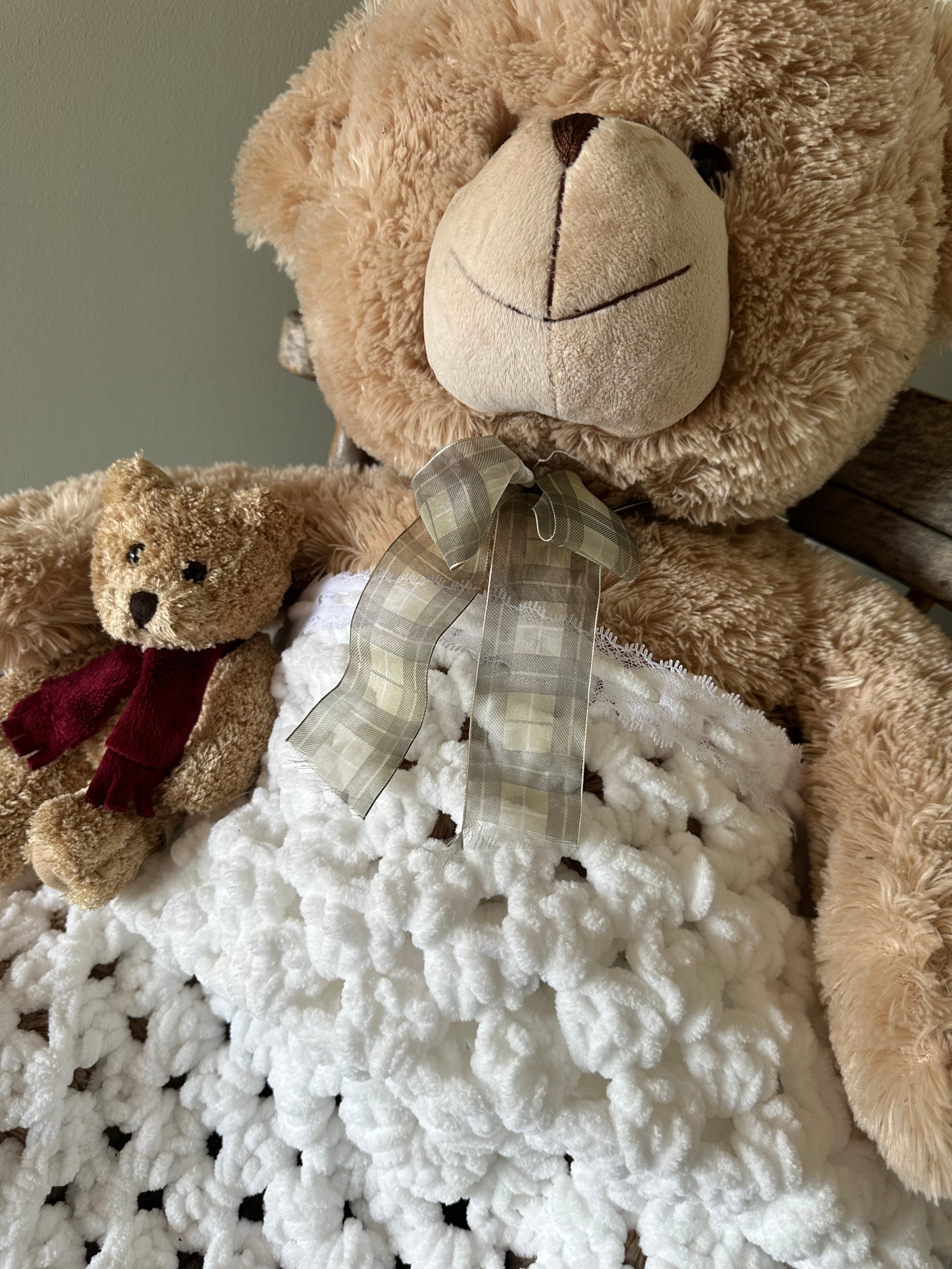 Hand Made White Crochet Baby Blanket